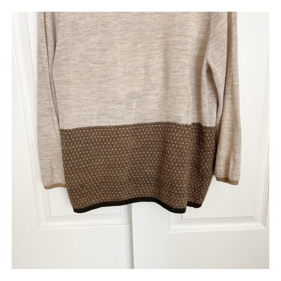 Garnet Hill Bird Nature Motif Oatmeal Brown Crewneck Sweater Wool Acrylic Sz XL - Picture 6 of 8